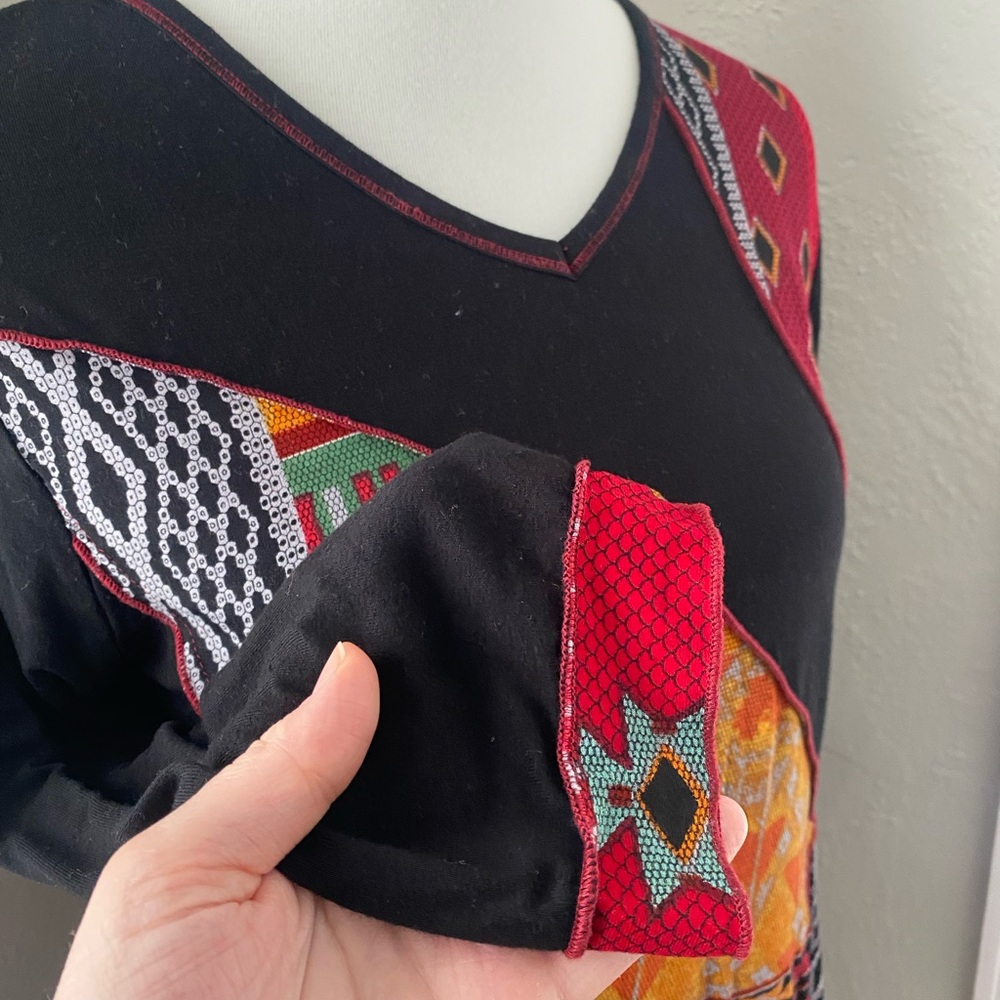 Parsley & Sage Art Retro Asymmetrical Abstract Multicolor 3/4 Sleeve Tunic Top S - Picture 5 of 10